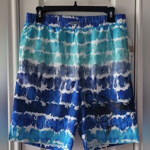 Young Men's Blue Shark Print Swim Shorts By THEREABOUTS